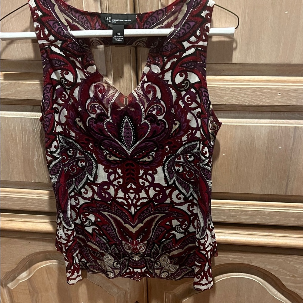 INC International Concepts Women's Maroon and Black Sleeveless Blouse